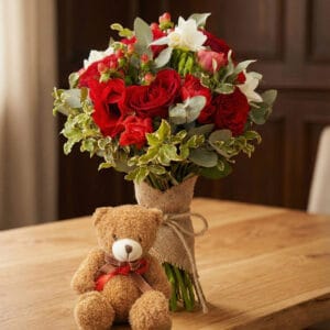 Bouquet-San-Valentino-con-peluche