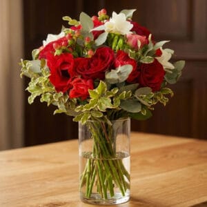 Bouquet-San-Valentino-con-vaso-di-vetro