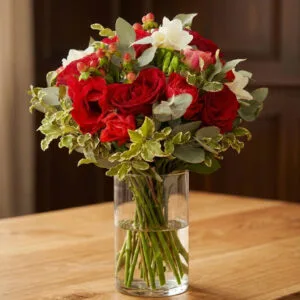 Bouquet-San-Valentino-con-vaso-di-vetro